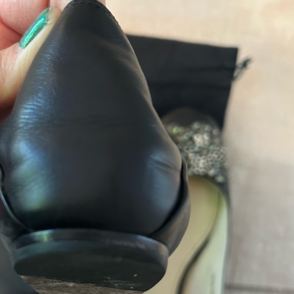 Vera Wang Lavender crystal embellished black leather flats, size 9 1/2 - Picture 9 of 10
